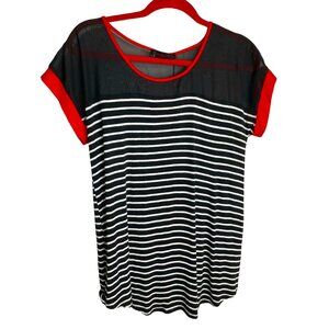 Annabelle Maternity Mixed Media Black, White, and Red Top Size XL Beachy Patriot